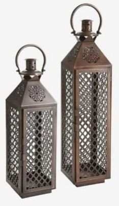 Polished 14X14X50 Cm Iron Hanging Lantern, Shape : Rectangular