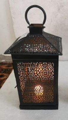 Polished 15.5X15.5X48 Cm Iron Hanging Lantern, Color : Black