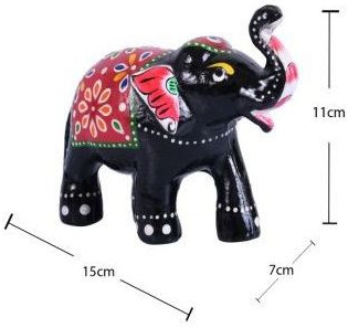 15X11X7cm Metal Black Elephant Showpiece Set