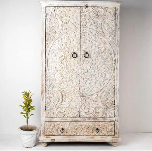 Non Breakable Polished White Wooden Almirah 9X4X18 Inch