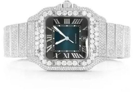 Mens White Moissanite Diamond Watch