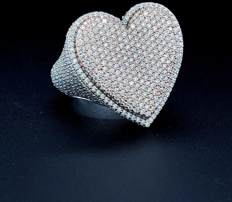 Silver Heart Shaped Diamond Ring