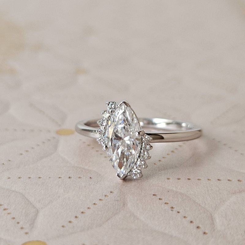 Silver Marquise Cut Diamond Ring