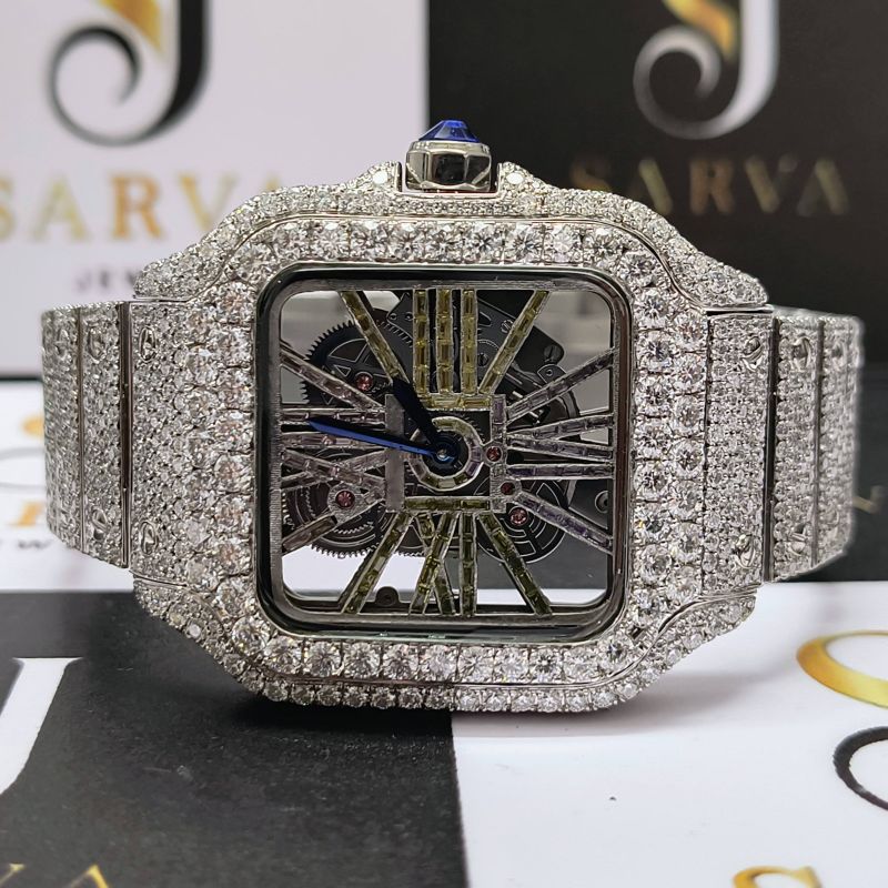 White Gold Moissanite Diamond Watch