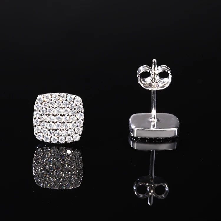 White Gold Round Screw Diamond Earrings