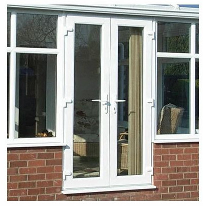 Polished UPVC Double Openable French Door, Color : Wooden Color