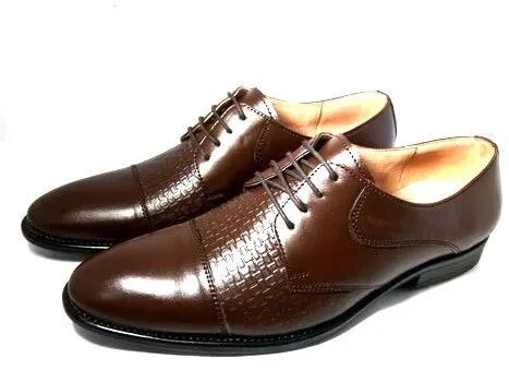 Mens Brown Party Wear Lace Up Leather Shoes