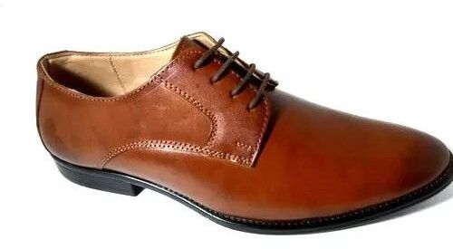 Mens Brown Plain Lace Up Leather Shoes