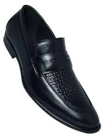 Mens Stylish Slip on Leather Shoes, Color : Black 6-10 Party Wear