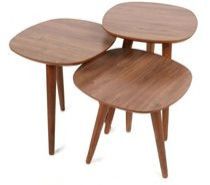 Brown 3 Leg Round Wooden Table Set