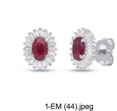 Ruby Stone & Diamond Bugget Silver Ring