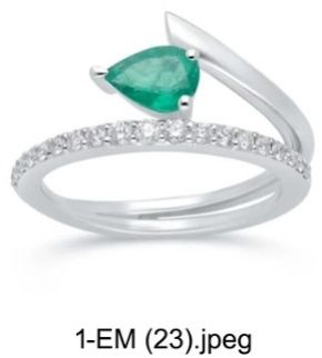 Silver-cz -Em Sone Ring