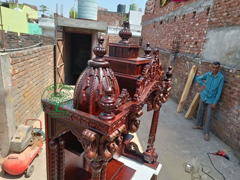 Solid Teakwood Hand Carved Traditional Home Decoration Mandir