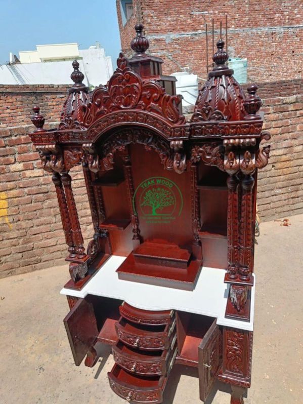 Solid Teakwood Hand Carved Traditional Home Decoration Mandir