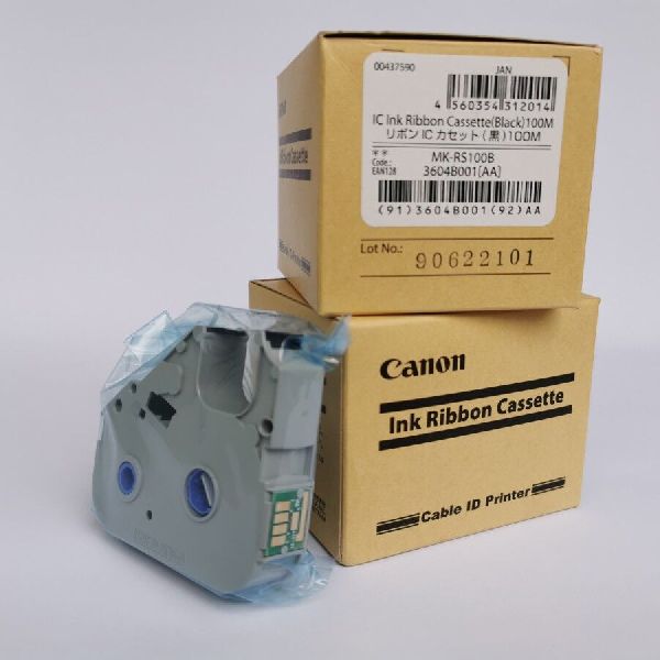 Canon Ink Ribbon Cassette Black 100m MK-RS100B Roll For Cable ID / Ferrule Printer 5 Pcs Pack