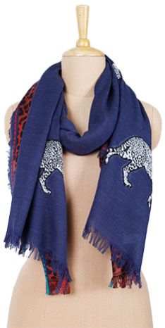 Leopard Navy Blue Scarf Bold and Elegant Animal Print Wrap