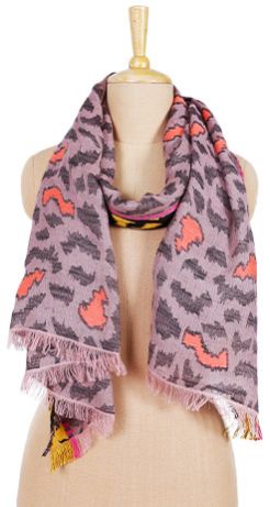 Animal Print Pattern Scarf with Pink &AMP;AMP; Black Tone