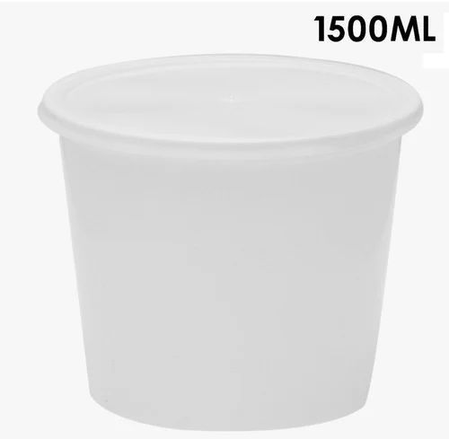 Plain PP 1500 Ml Plastic Food Containers, Color : White