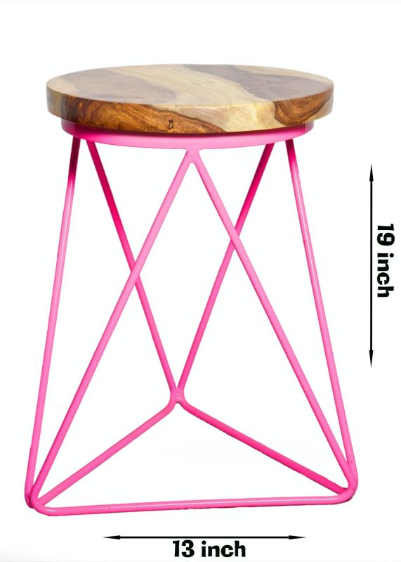 Wooden Iron Round Stool