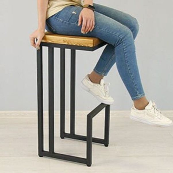 Wooden Iron Square Stool