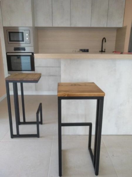 Wooden Iron Square Stool