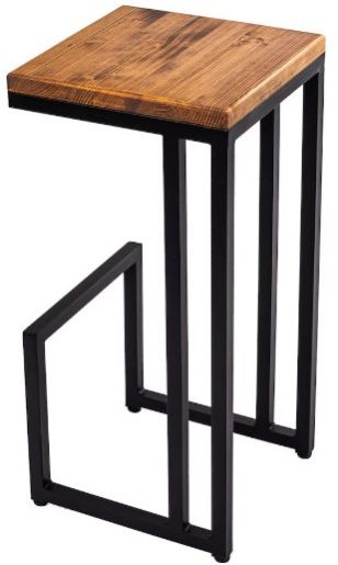 Wooden Iron Square Stool