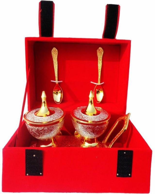 Silver Gold Plated Brass Mouth Freshener Trolley Set