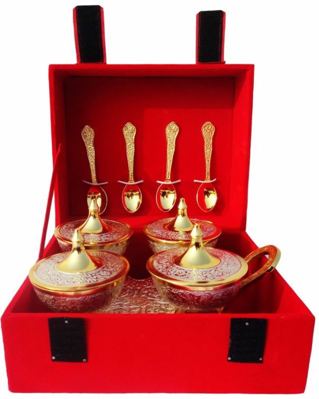 Silver Gold Plated Brass Mouth Freshener Trolley Set