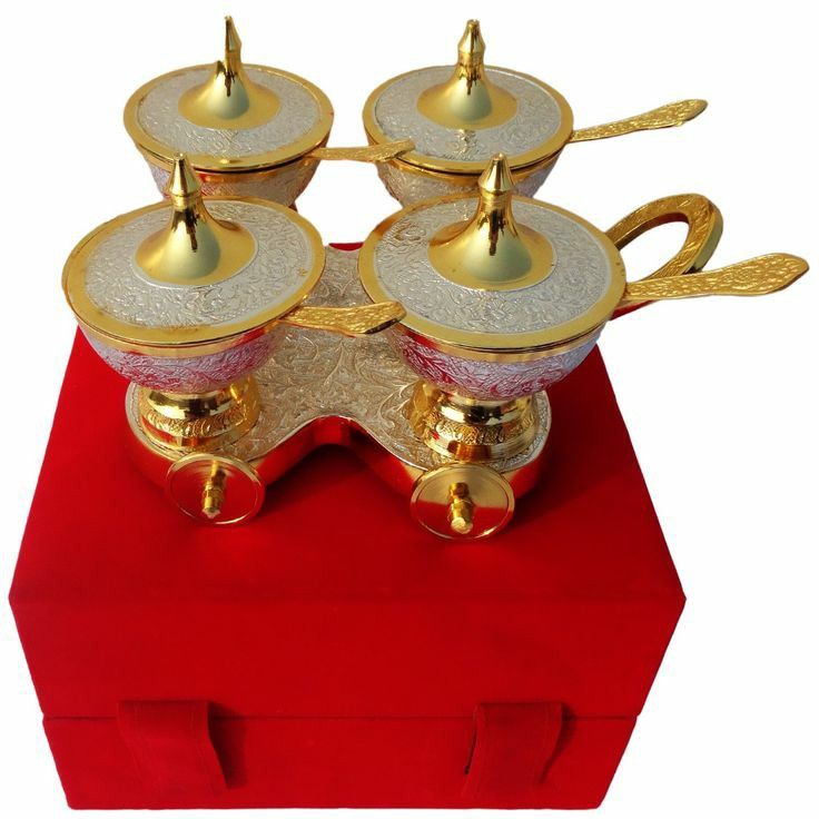 Silver Gold Plated Brass Mouth Freshener Trolley Set