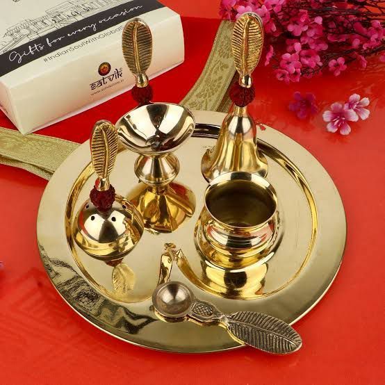 Brass Rudraksh Pooja Thali Set