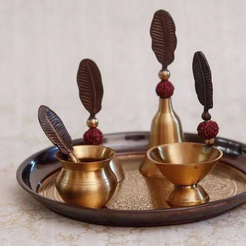 Brass Rudraksh Pooja Thali Set