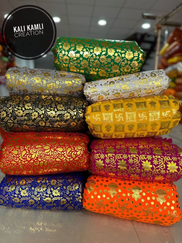 chanderi foil print fabric