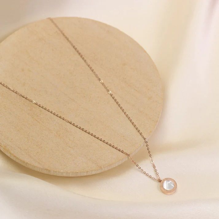 Artklim Gold Plated White Marble Pendant Women Necklace