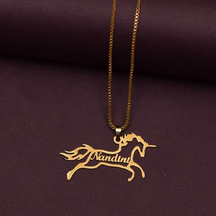 Unicorn Shaped Customized Name Pendant