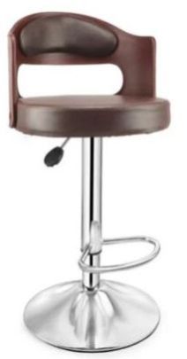 Kursii Chrome Coated Woodie Adjustable Bar Stool, Color : Brown