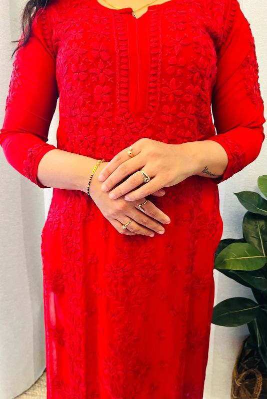 Viscose Georgette Handcrafted Chikankari Kurti