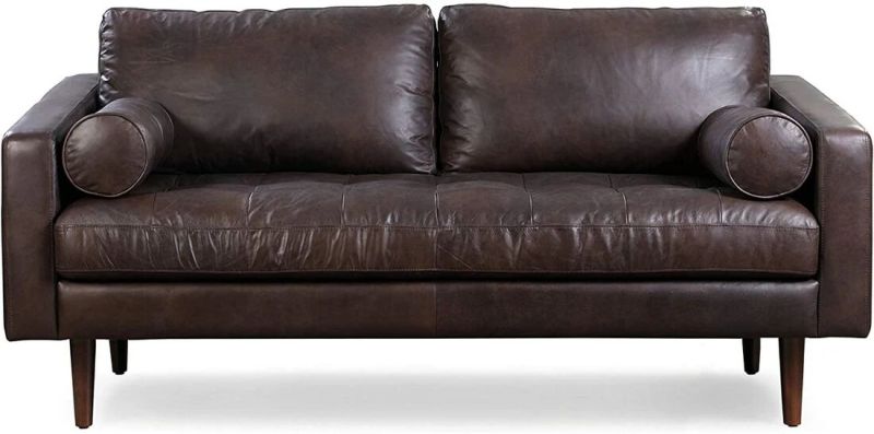 Tanned Leatherette 2 Seater Sofa Set