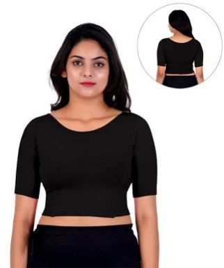 Boat Neck Blouse: Short-Sleeve for Sarees with Back Design