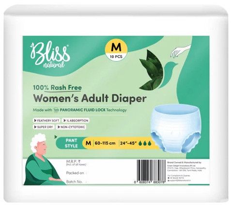 Bliss Natural 100% Rash-Free Adult Diapers for Women