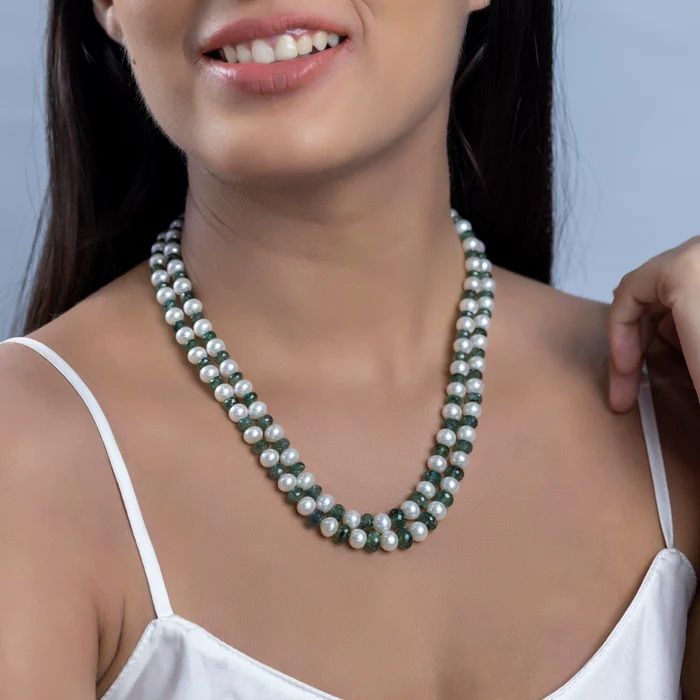 Emerald Euphoria Freshwater Women Pearl Necklace