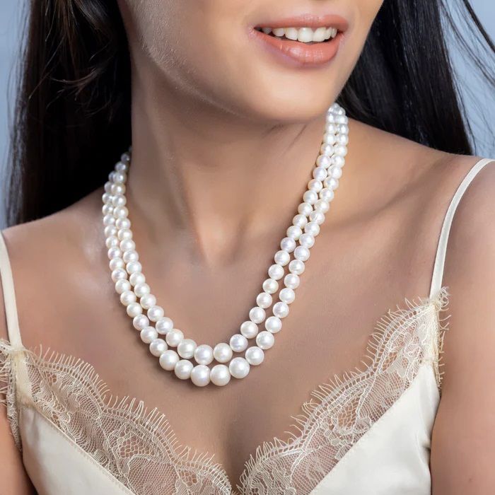 Freshwater Small White Beauty 2-Line Women Pearl Necklace