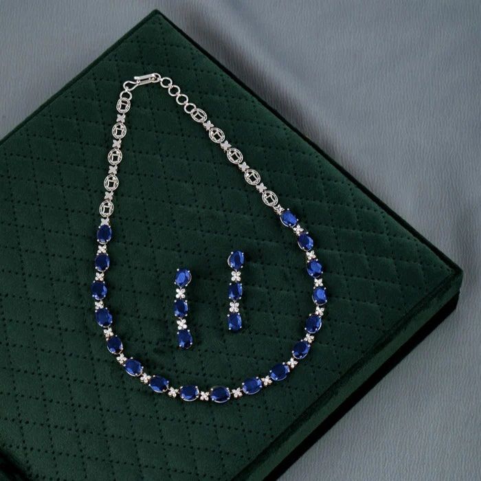 Sapphire Nebula Women Diamond Necklace Set
