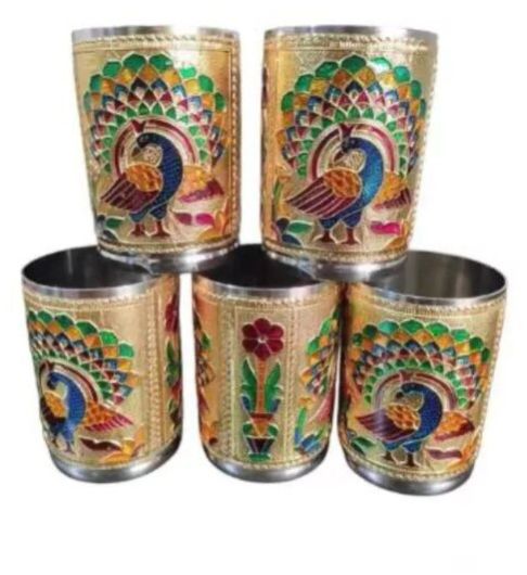 Meenakari Glasses Peacock Design Set