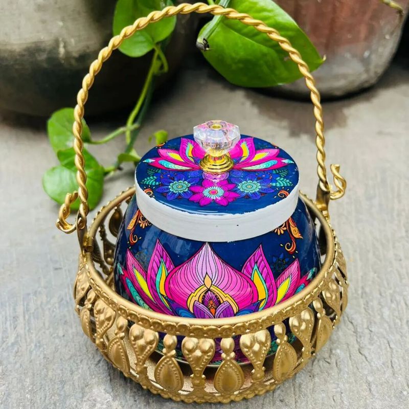 Pichwai Jar Metal Basket