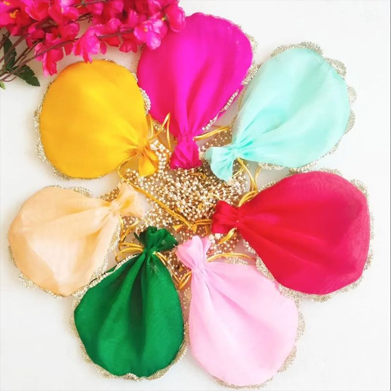 Potli Bag – Pearl Handle with Golden Lace