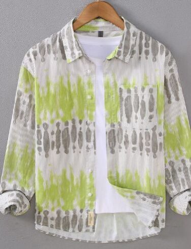 Grey and Green Digital Print Shirt