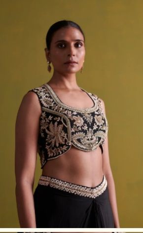 Black Hand Embrodiered Ladies Bustier Dress