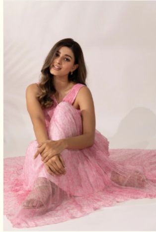 Cherry Blossom Hand Pleated Ladies Crop Top Maxi Dress