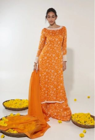 ORANGE & WHITE Ladies Kurta Set
