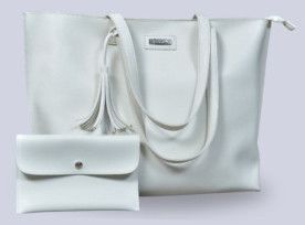 Chic Leather Beige Tote Bag For Women By El Bagino